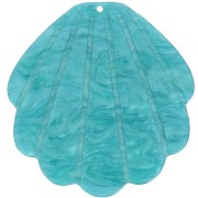 Colgante Concha Acetato 50x48 mm - Pavo Real Azul Perla x1