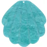 Colgante Concha Acetato 50x48 mm - Pavo Real Azul Perla x1