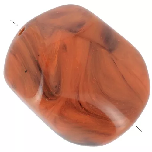 Cuenta barroca irregular de resina opaca 22x17 mm - Terracota jaspeada x1