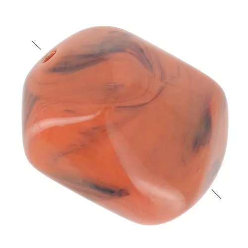 Cuenta barroca irregular de resina opaca 19x15 mm - Terracota jaspeada x1