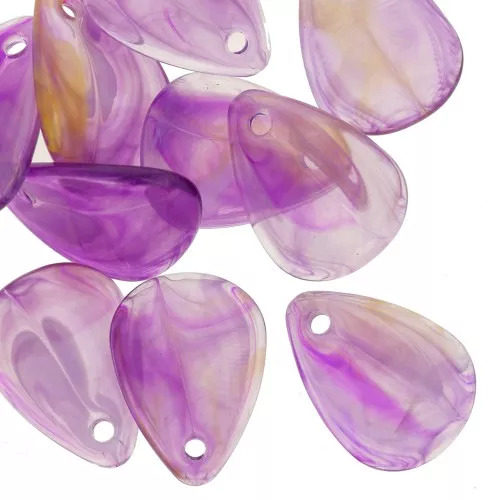 Lentejuelas de pétalos de flores curvados de 17 mm en acrílico - Violeta oscuro jaspeado x15