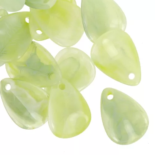 Lentejuelas de pétalos de flores curvadas de 17 mm en acrílico - Liquen jaspeado - Blanco x15