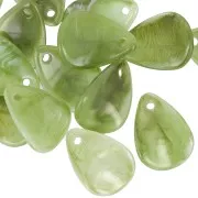 Lentejuelas de pétalos de flores curvados de 17 mm en acrílico - jaspeado oliva - blanco x15