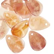 Lentejuelas de pétalo de flor curvada de 17 mm en acrílico - Ámbar jaspeado x15