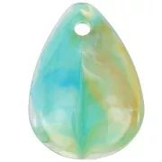 Lentejuelas de pétalos de flores curvados de 17 mm en acrílico - Verde jaspeado - Azul x15