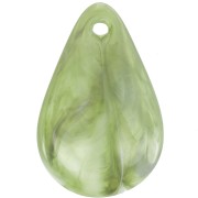 Lentejuelas de pétalos de flores curvadas de 24,5 mm en acrílico - jaspeado oliva - blanco x6