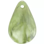 Lentejuelas de pétalos de flores curvadas de 24,5 mm en acrílico - jaspeado oliva - blanco x6