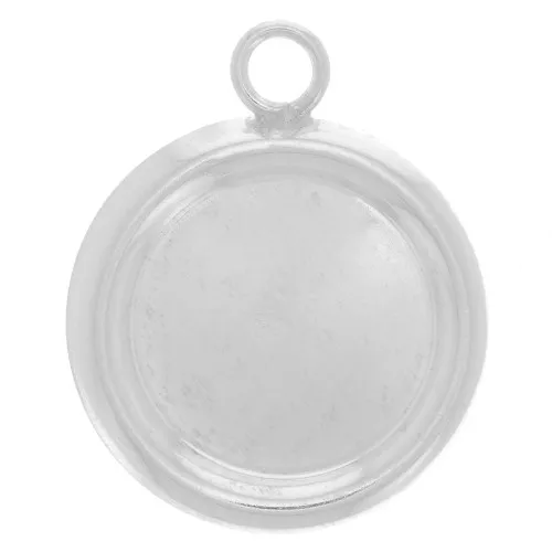 Juego de colgante redondo para cabujón con base plana 12 mm - Plata 925 x1