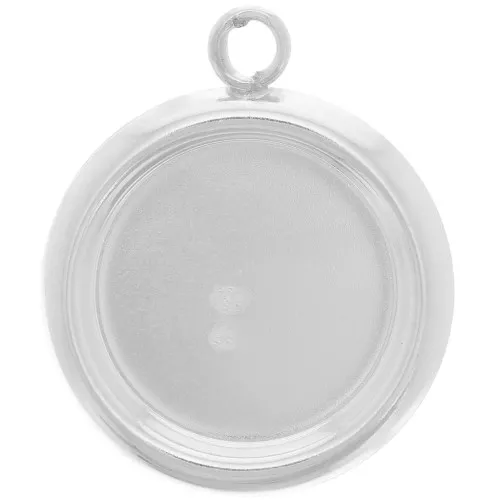 Colgante redondo engastado con reborde para cabujón con base plana 14 mm - Plata 925 x1