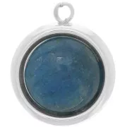 Colgante redondo engastado con reborde para cabujón con base plana 14 mm - Plata 925 x1