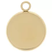 Juego de colgante para cabujón plano de 14 mm - Acero inoxidable dorado 304 x1