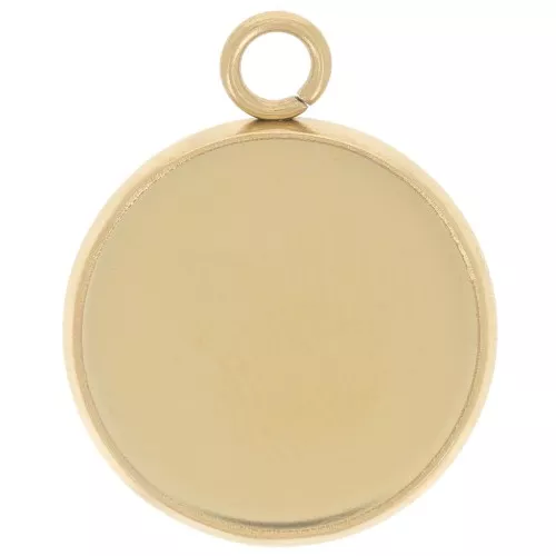 Juego de colgante para cabujón plano de 14 mm - Acero inoxidable dorado 304 x1