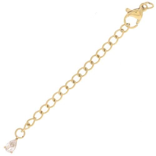 Cierre de langosta de 10 mm - cadena de extensión gota de CZ Acero inox 304 dorado