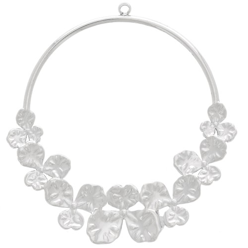 Colgante circular de 38 mm con flores - acero inoxidable 304L x1