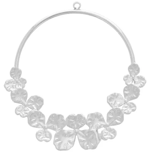 Colgante circular de 38 mm con flores - acero inoxidable 304L x1