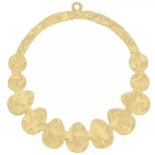 Colgantes étnicos redondos martillados 33 mm - Acero inoxidable 316L dorado x2