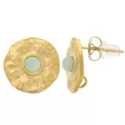 Pendientes de clavo martillados de 15 mm para cabujón de 3 mm. Acero inoxidable 304L Dorado x2