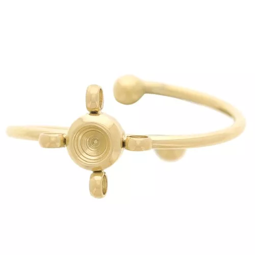 Anillo ajustable T54 a T58 con 4 anillos y cabujón 1088 3mm - Acero inoxidable 304L Dorado