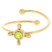 Anillo ajustable T54 a T58 con 4 anillos y cabujón 1088 3mm - Acero inoxidable 304L Dorado