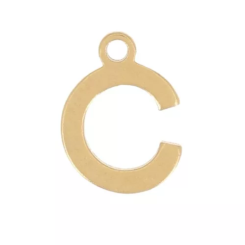 Charm letra alfabeto 7 mm - C - Acero inoxidable 304 Dorado x1