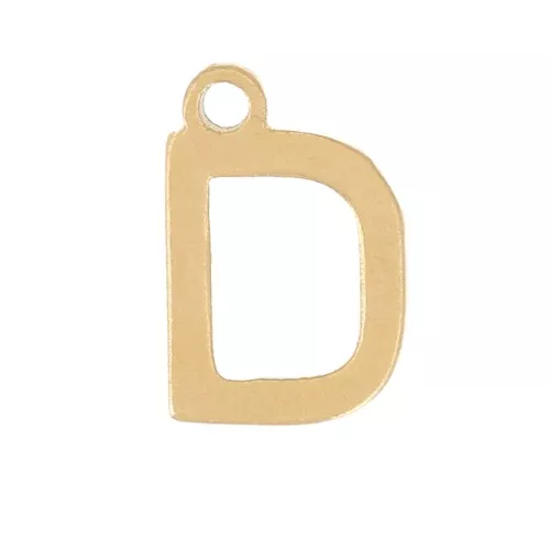 Charm letra alfabeto 7 mm - D - Acero inoxidable 304 Dorado x1