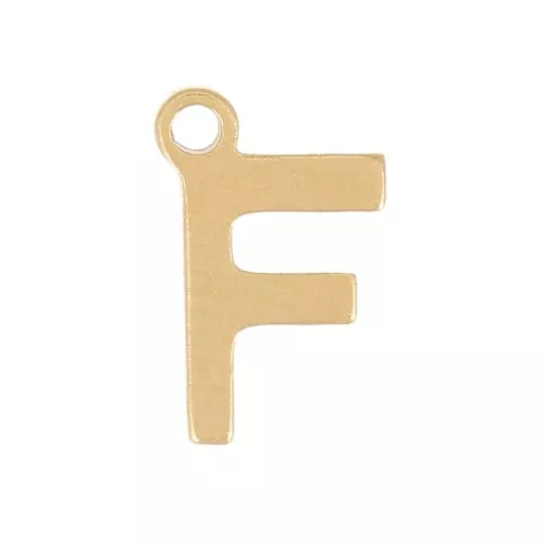 Charm letra alfabeto 7 mm - F - Acero inoxidable 304 Dorado x1