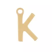 Charm letra alfabeto 7 mm - K - 304 Dorado acero inoxidable x1