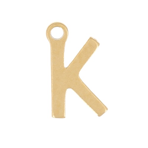 Charm letra alfabeto 7 mm - K - 304 Dorado acero inoxidable x1