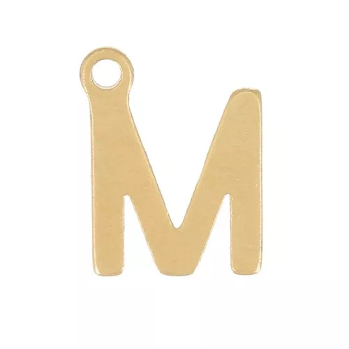Charm letra alfabeto 7 mm - M - Acero inoxidable 304 Dorado x1