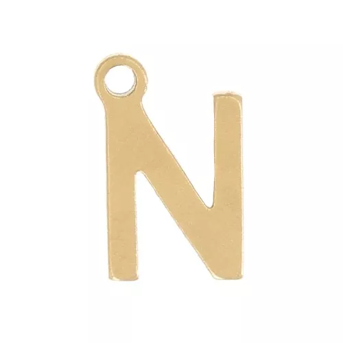 Charm letra alfabeto 7 mm - N - Acero inoxidable 304 Dorado x1