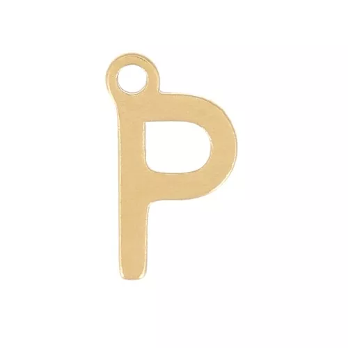 Charm letra del alfabeto 7 mm - P - Acero inoxidable 304 Dorado x1