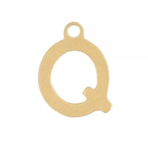 Charm letra alfabeto 7 mm - Q - Acero inoxidable 304 Dorado x1