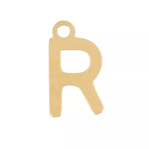Charm letra alfabeto 7 mm - R - Acero inoxidable 304 Dorado x1