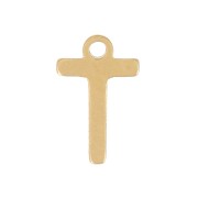 Charm letra alfabeto 7 mm - T - Acero inoxidable 304 Dorado x1