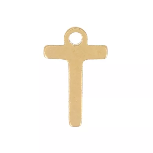 Charm letra alfabeto 7 mm - T - Acero inoxidable 304 Dorado x1