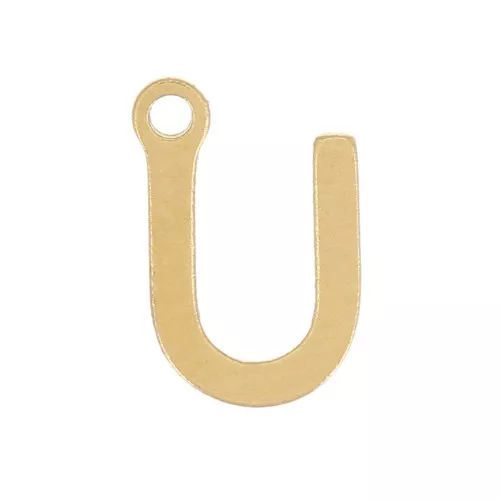 Charm letra del alfabeto 7 mm - U - Acero inoxidable 304 Dorado x1