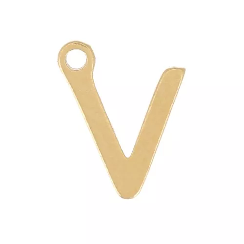 Charm letra alfabeto 7 mm - V - Acero inoxidable 304 Dorado x1