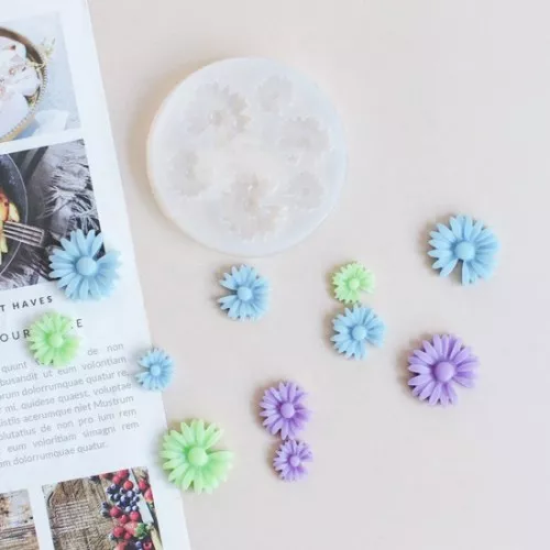 Molde de silicona para hacer cabujones de flores de crisantemo - Transparente x1