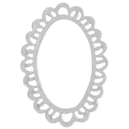 Colgante araña ovalado 41x29 mm efecto encaje - Plata x1