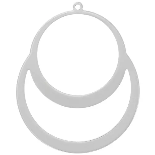 Colgante círculo doble diseño 49x40 mm - Rodio x1