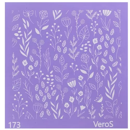 Serigrafía VeroS para arcilla polimérica 90x90 mm - Diseño flores y hojas n°173 x1