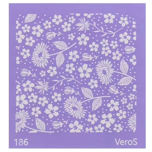 Serigrafía VeroS para arcilla polimérica 90x90 mm - Diseño de flores n°186 x1