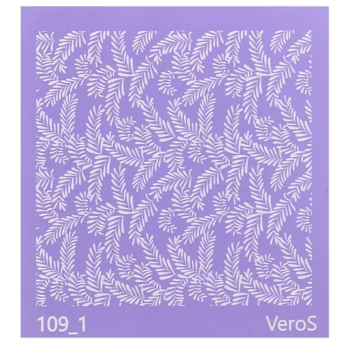 Serigrafía VeroS para arcilla polimérica 90x90 mm - Motivo follaje 1 n°109_1 x1
