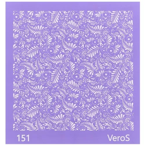 Serigrafía VeroS para arcilla polimérica 90x90 mm - motivo arabesco y hoja n°151 x1