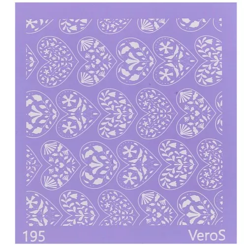 Serigrafía VeroS para arcilla polimérica 90x90 mm - Diseño corazones de flores n°195 x1