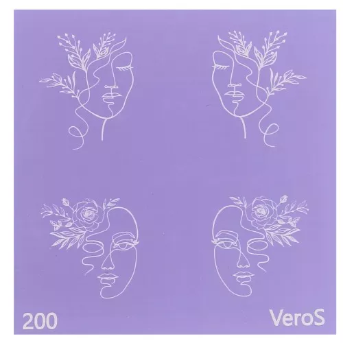 Serigrafía VeroS para arcilla polimérica 80x80 mm - Patrón caras femeninas n°200 x1