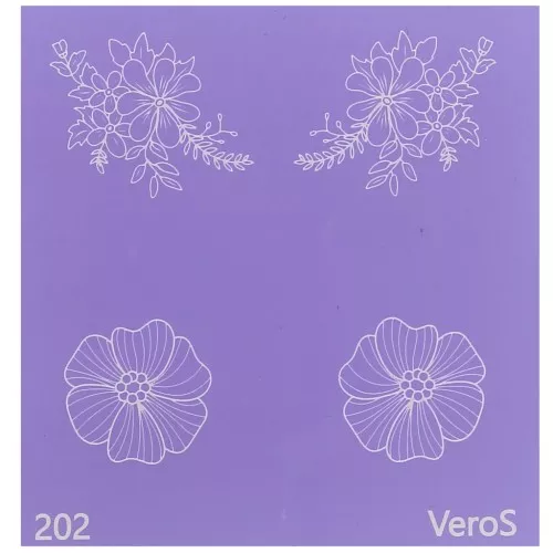 Serigrafía VeroS para arcilla polimérica 80x80 mm - Diseño floral n°202 x1