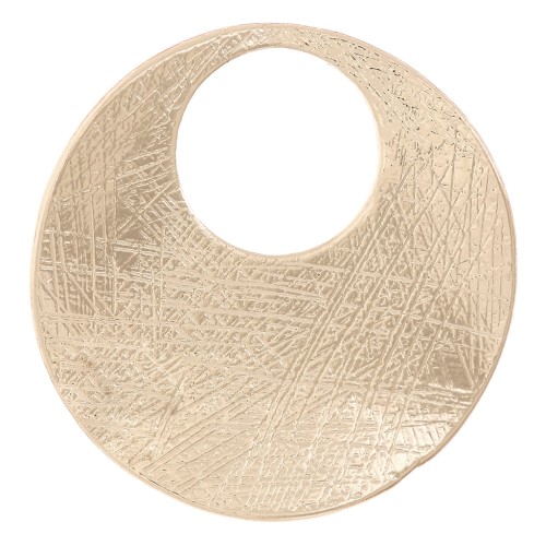 Colgante redondo irregular estriado 24 mm - Oro satinado x1