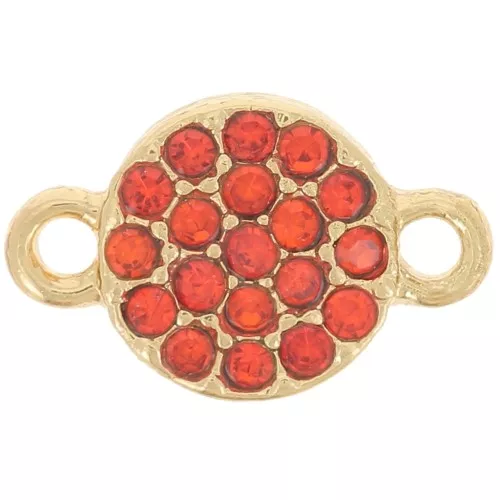 Entrepieza redonda de 7 mm con strass - Dorado - Naranja x1