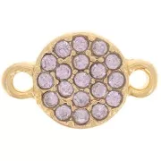 Entrepieza redonda 7 mm con strass - Dorado - Lilac x1